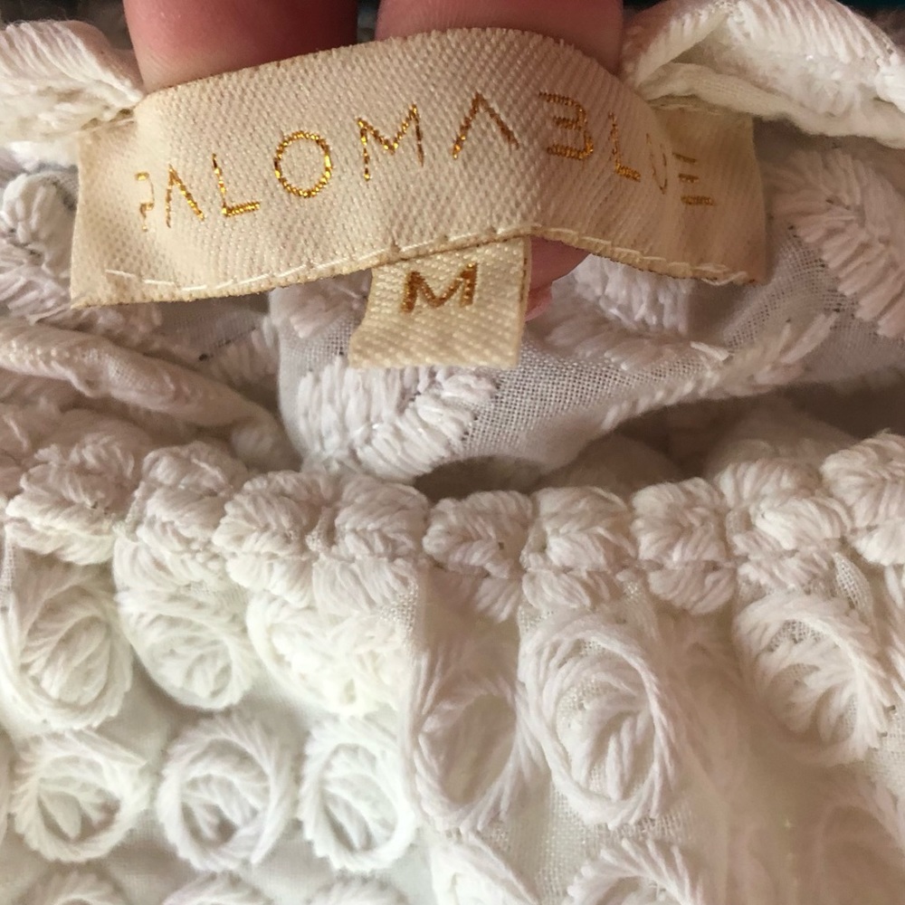 Paloma Blue Tie Spaghetti Strap Off the Shoulder‎ Dress Off-White/Cream M - Picture 6 of 10